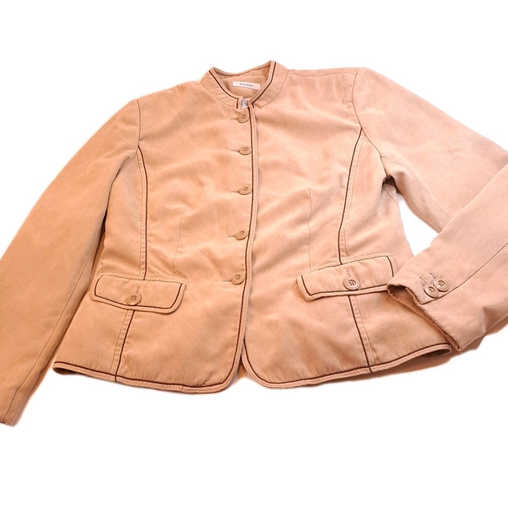 Dressbarn Faux Suede‎ Blazer Women's M Jacket Classic Casual Front Pockets